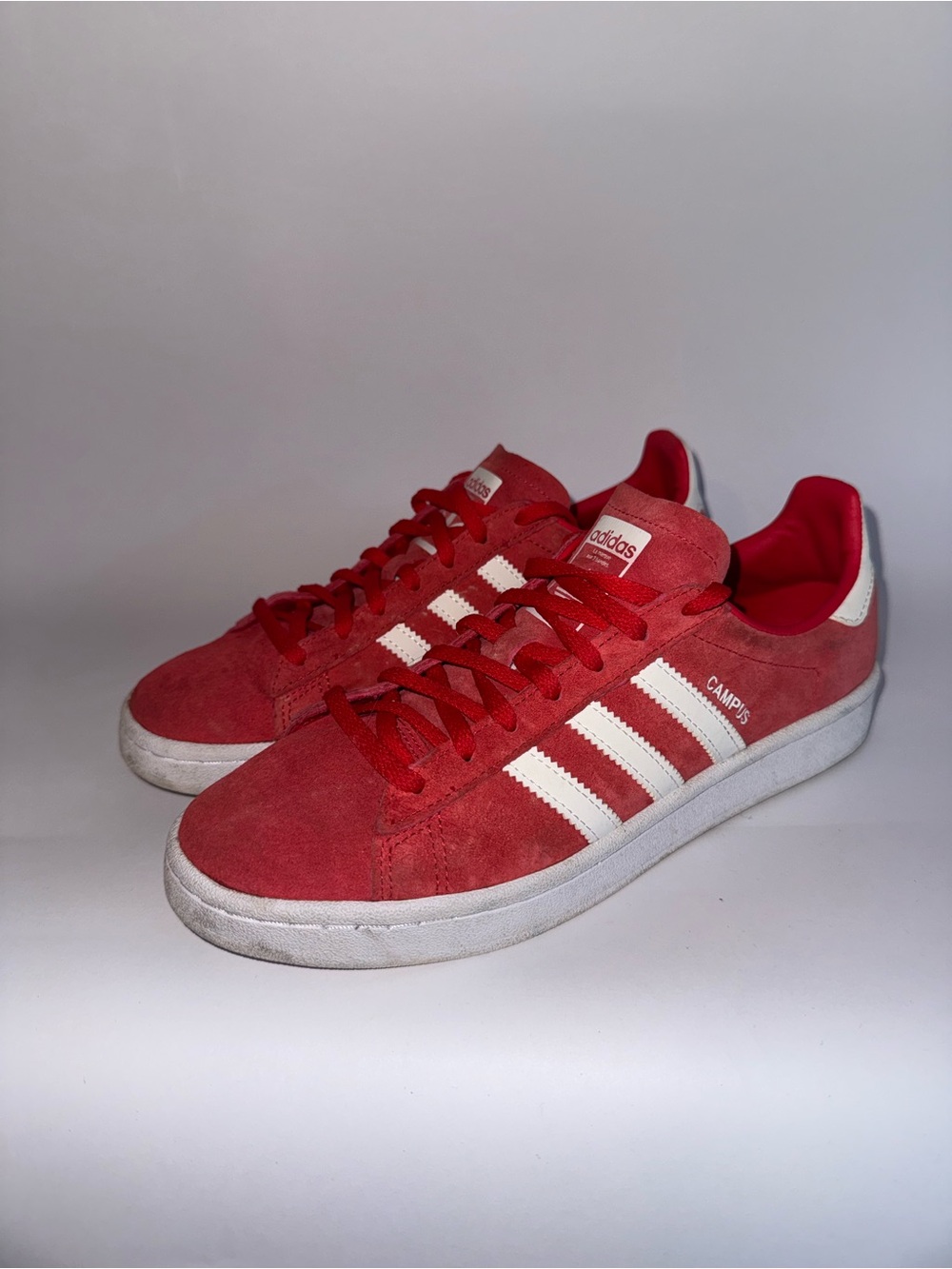 adidas Originals Campus Red White Stripes Women’s Sneakers Size 7.5